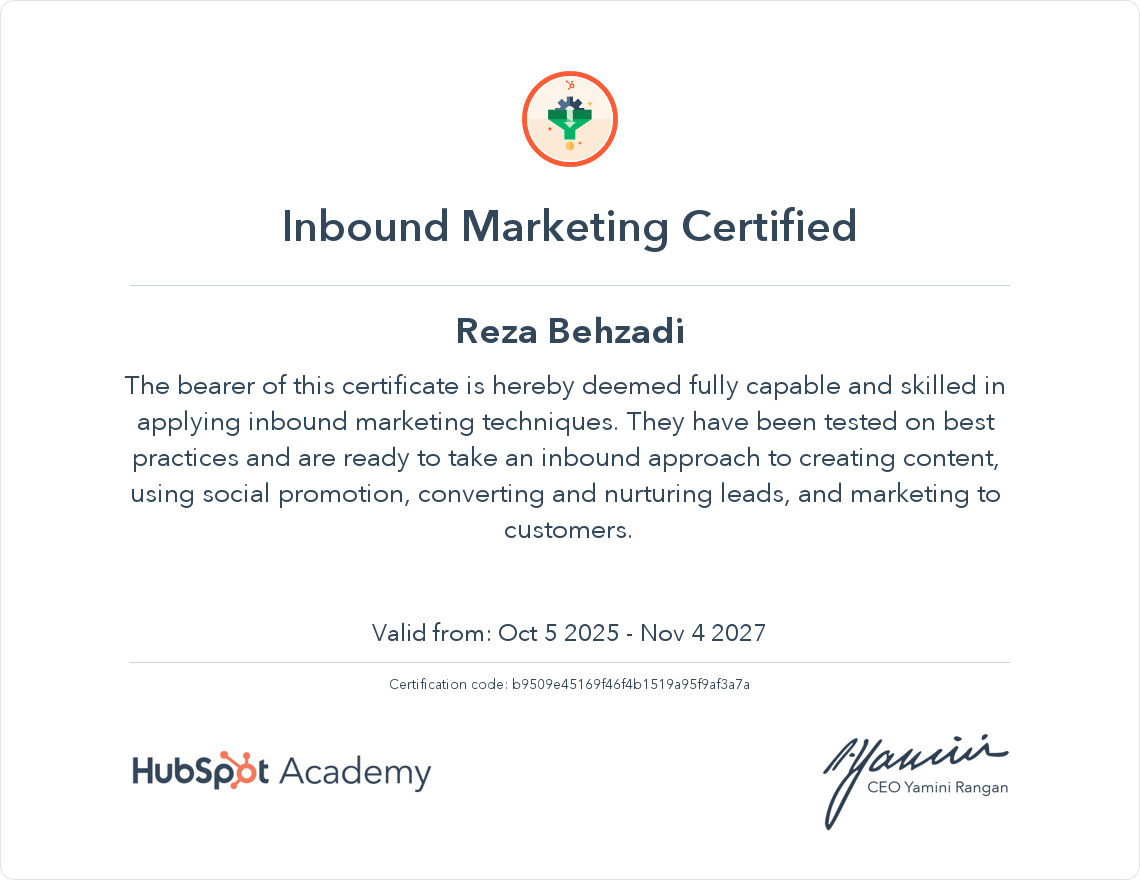 Inbound Marketing Certification